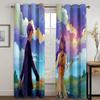Anime Pár Potisk Vysoké Zastínění Závěs Romantika do Ložnice Hrubý Zatemňovací Závěs Estetický Styl Vzorované Závěsy Vícebarevné