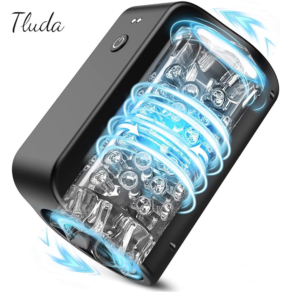 Automatic Rotation Male Masturbator Cup Double Channel Soft Silicone Reality Vagina Masturbation Machine Adult Sex Toys for Men