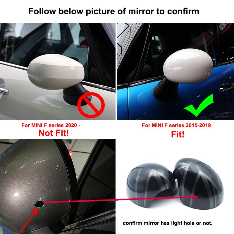 Die Schwarze Flagge Auto Schale Außen Rückspiegelabdeckungen Für BMW MINI Cooper One S JCW F54 F55 F56 F57 F60 2015-2019 Zubehör