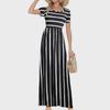 2024 Women's Short-Sleeve Solid Maxi Dress with Pockets