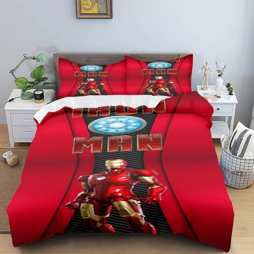 Iron Man Kuromi Povlečení pro děti Královská velikost Luxusní povlak 100% Polyester 3dílné Vánoční dárky Domácí dekorace