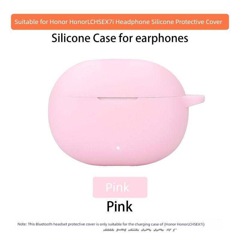 

Защитный чехол для Bluetooth-гарнитуры Силиконовый мягкий чехол Чехол для наушников Косметичка Минималистичный Ударопрочный Интегрированные накладки для наушников Милый мультяшный Honor LCHSE X7i Pink protective sleeve(Send hook)