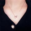 Purple Gold Double Ring Interlocking Necklace Fashion Rose Gold Plated Mobius Collarbone Chain Women