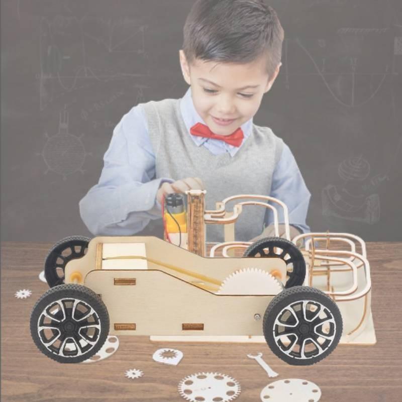 Children's Diy Rubber Band Powered Car Material Pack Educational Physics Science Toy