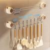 Sliding Suction Cup Kitchen Hook 8 Hooks Flatware Storage Rack Wall Mounted Utensil Holder  Cabinet