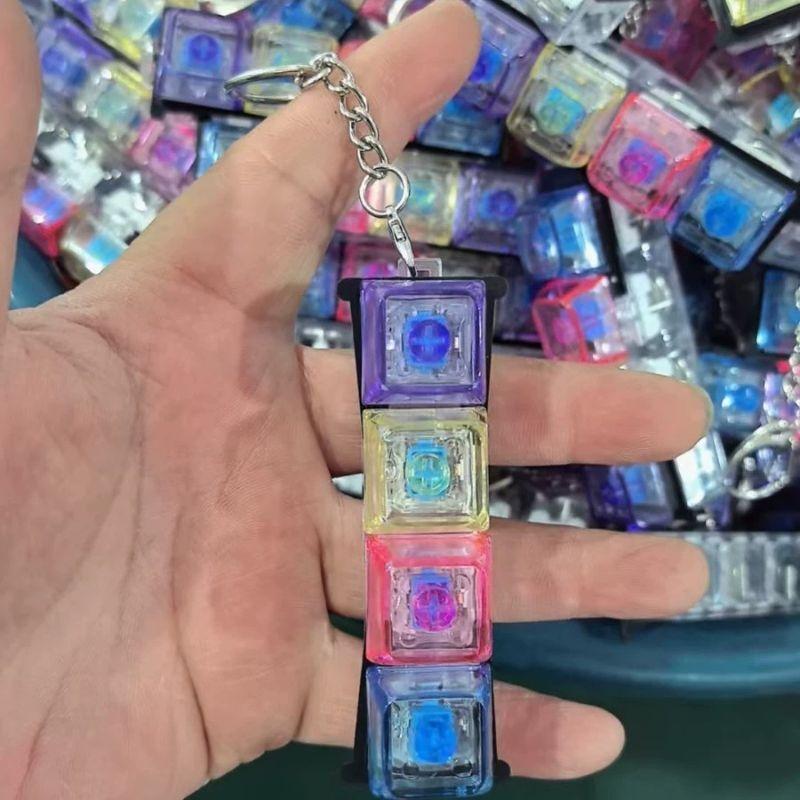 

Transparent Mechanical Switch Tester Keychain Fidget Clicker Stress Relief Toy Portable Pocket Keyboard Key Cap Anxiety Relief