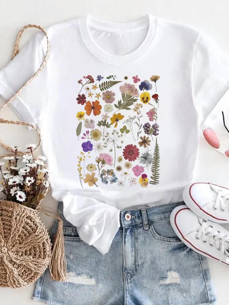 Camiseta de Verano de Manga Corta con Estampado Casual de Moda para Mujer con Patrón de Fruta de Limón, Ropa de Moda con Cuello Redondo de Tejido de Poliéster