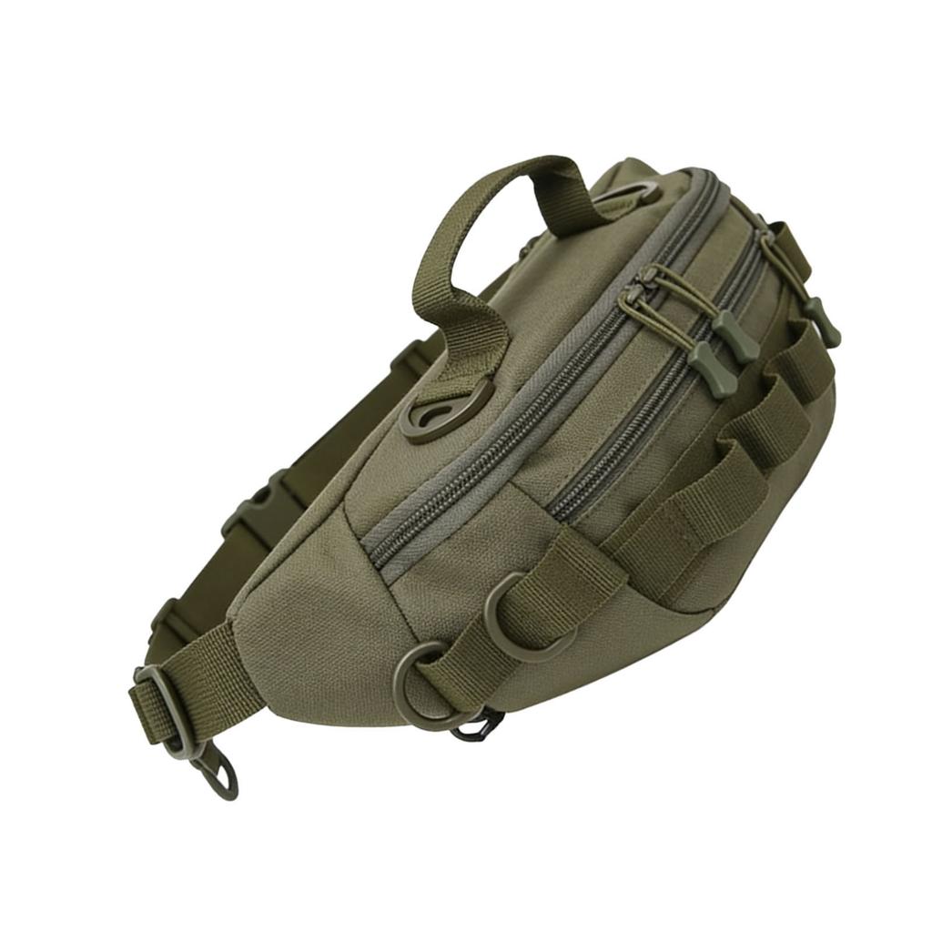 Waist Bag Lightweight Water Proof Oxford Cloth Sling Bag with Adjustable Strap for Outdoor Hiking Running Green