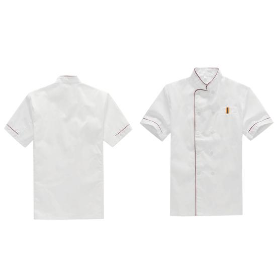 Uniforme da Lavoro da Chef Cameriere a Doppio Petto Manica Corta da Uomo Ristorazione T-shirt Top