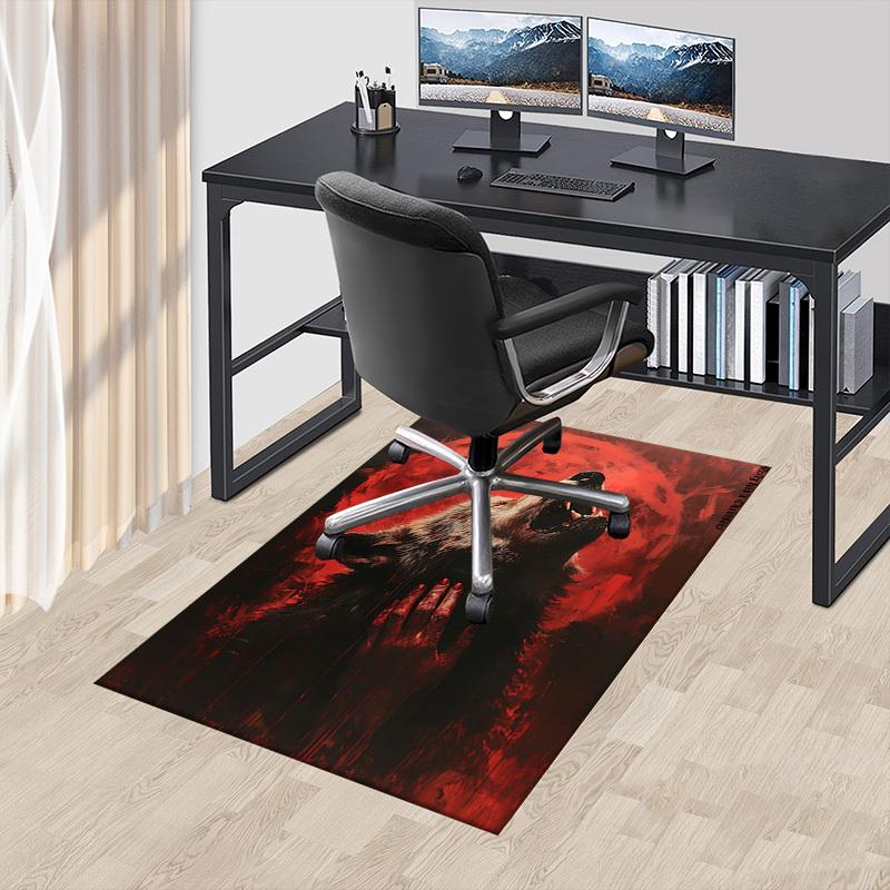 1pc Wolf Howling Blood Moon Carpet, Office Rug Outdoor Mat Home Decor Area Carpet Festival
