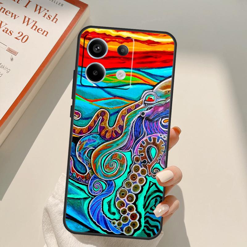 Octopus Ocean Aesthetic Funda For Xiaomi Redmi Note 14 13 10 11 12 Pro 11S 12S Case For Redmi 15 14C 12C 10C 13C 15C