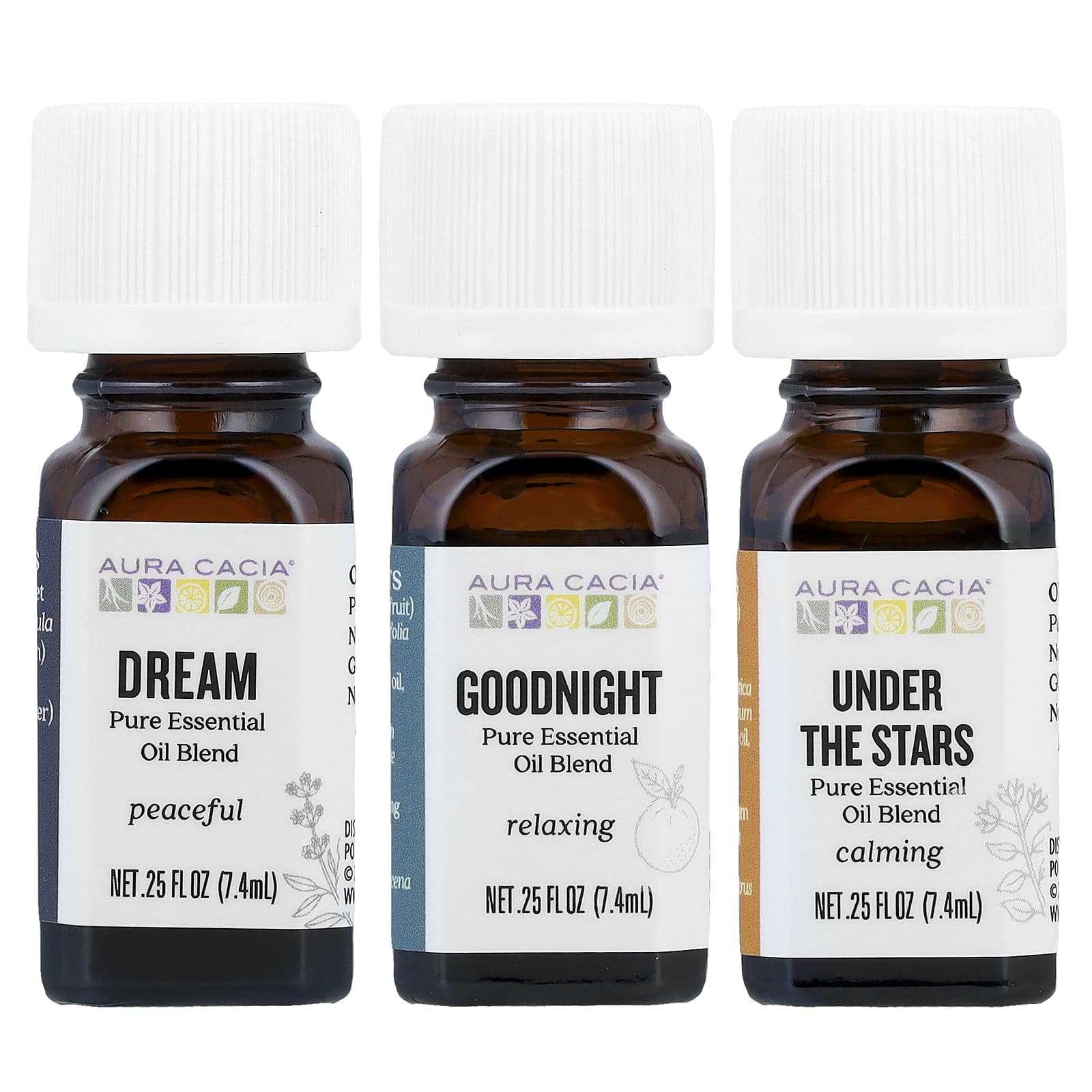 

Aura Cacia, Bedtime Kit, Pure Essential Oil Blend, 3 Bottles, 7.4 ml (0.25 fl oz) Each