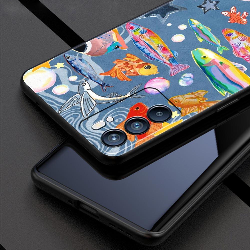 Blue Ocean Fish Phone Case For Oppo Reno 13 12 11 10 7 F Find X5 X6 A98 A80 A79 A78 A57 A54 A31 A17 Pro 5G Soft TPU Cover Capas