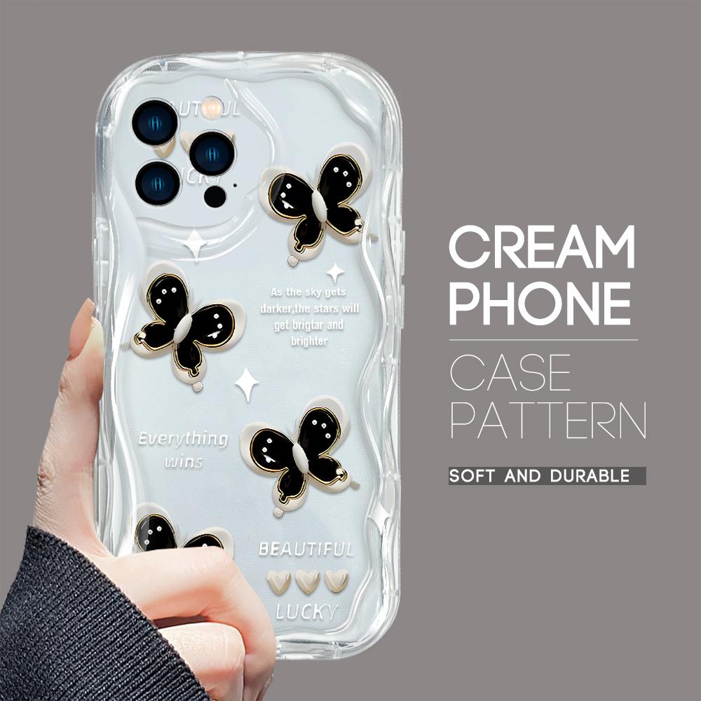 Pentru iPhone 16 15 14 13 12 Samsung S24 S23 S22 A06 A13 A14 A15 A16 A55 Redmi Note 13 12 Wave Edge Model Fluture Carcasa Moale TPU