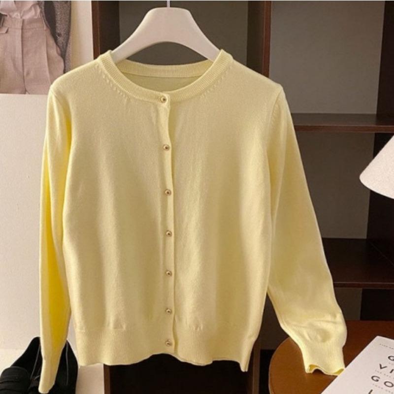 Neuer grauer Strick-Cardigan Damen Herbst Außen-Design Pulloverjacke Frühherbst Dünn Langarm-Oberteil Damen