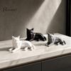Minimalist Geometric Cat Figurines 3D Printed Figurine, Desktop Sculpture for Lovers, Creative Desk Accessories Women Nordic Style Small Animal Statue