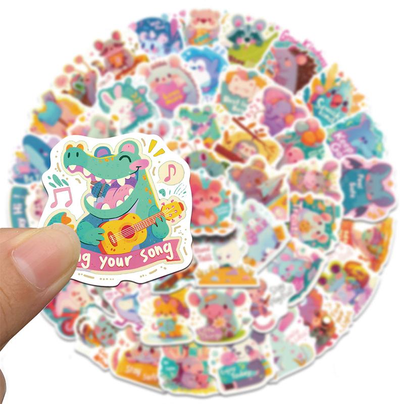 50PCS Kawaii Animal Stickers Cute Cartoon Waterproof Vinyl Decals for Water Bottle Laptop Luggage Helmet-Assorted Animal Designs