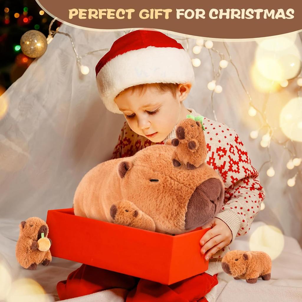 5-in-1 Capybara Stuffed Animals with Babies Inside, 5PC Set Capybara Plush with Mommy & 4 Babies, Capybara Plushies, Cute 3 to 8 Year Old Girl Gifts,