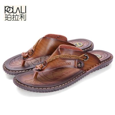 Fashion POLALI Luxury Brand Flip Flops Soft Comfortable Microfiber Leather Slippers Beach Slipper Flip Flop Summer Shoe For Men Size 47
