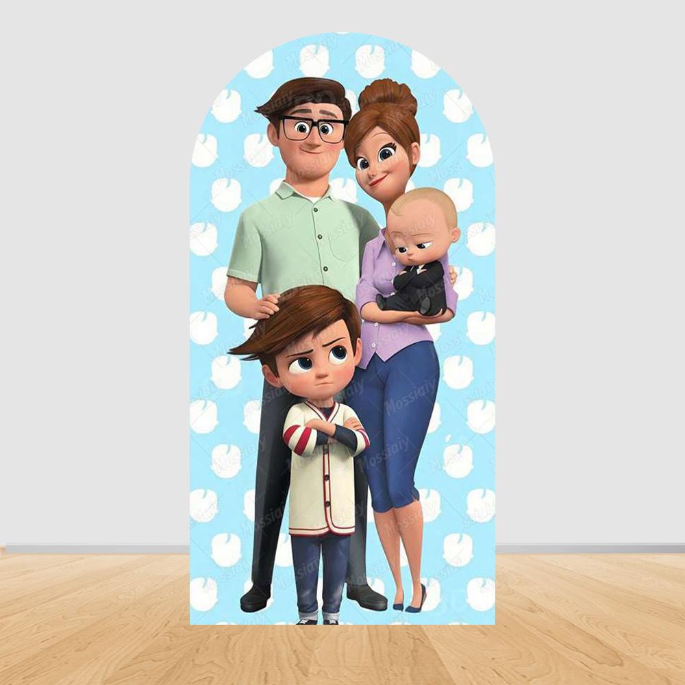 Šťastné narozeniny Boss Baby Oblouk Pozadí Kryt Klučičí Narozeniny Miminkovská Oslava Dekorace Fotografické Pozadí Rekvizity