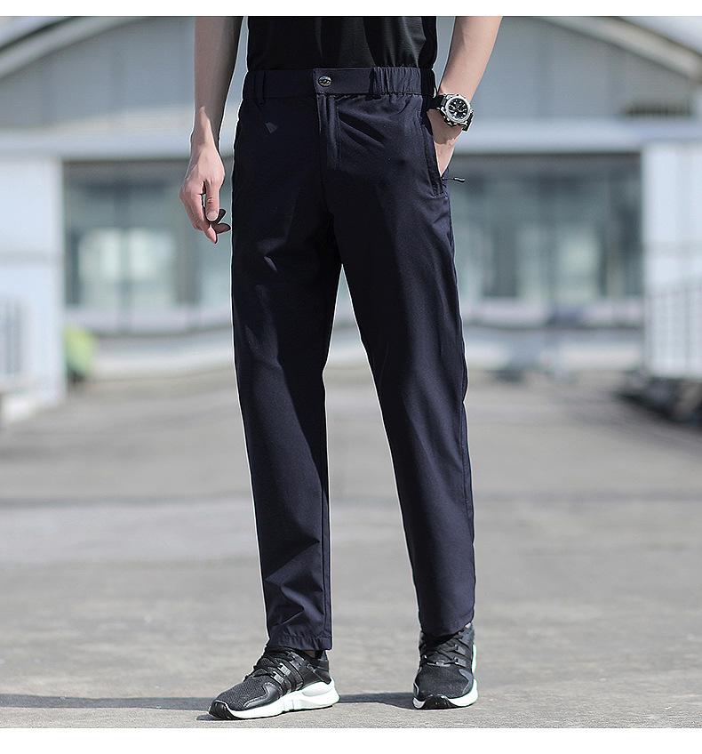 Men's Ice Silk Quick-Dry Summer Pants - Lightweight, Loose, Stretchy, Breathable Casual Trousers with Straight Leg, Plus Size Options Available.