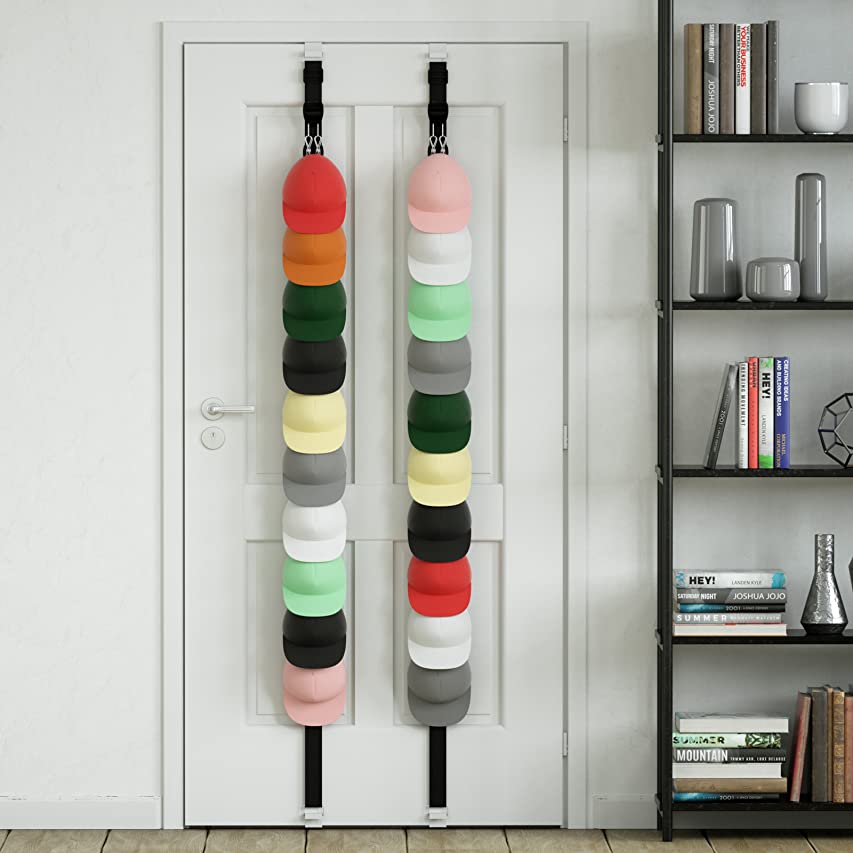 Bucket 20 Clips Cap Hanger Hanging Hat Organizer Holder Door Baseball Cap Rack Closet Storage for Purse and Hat Set
