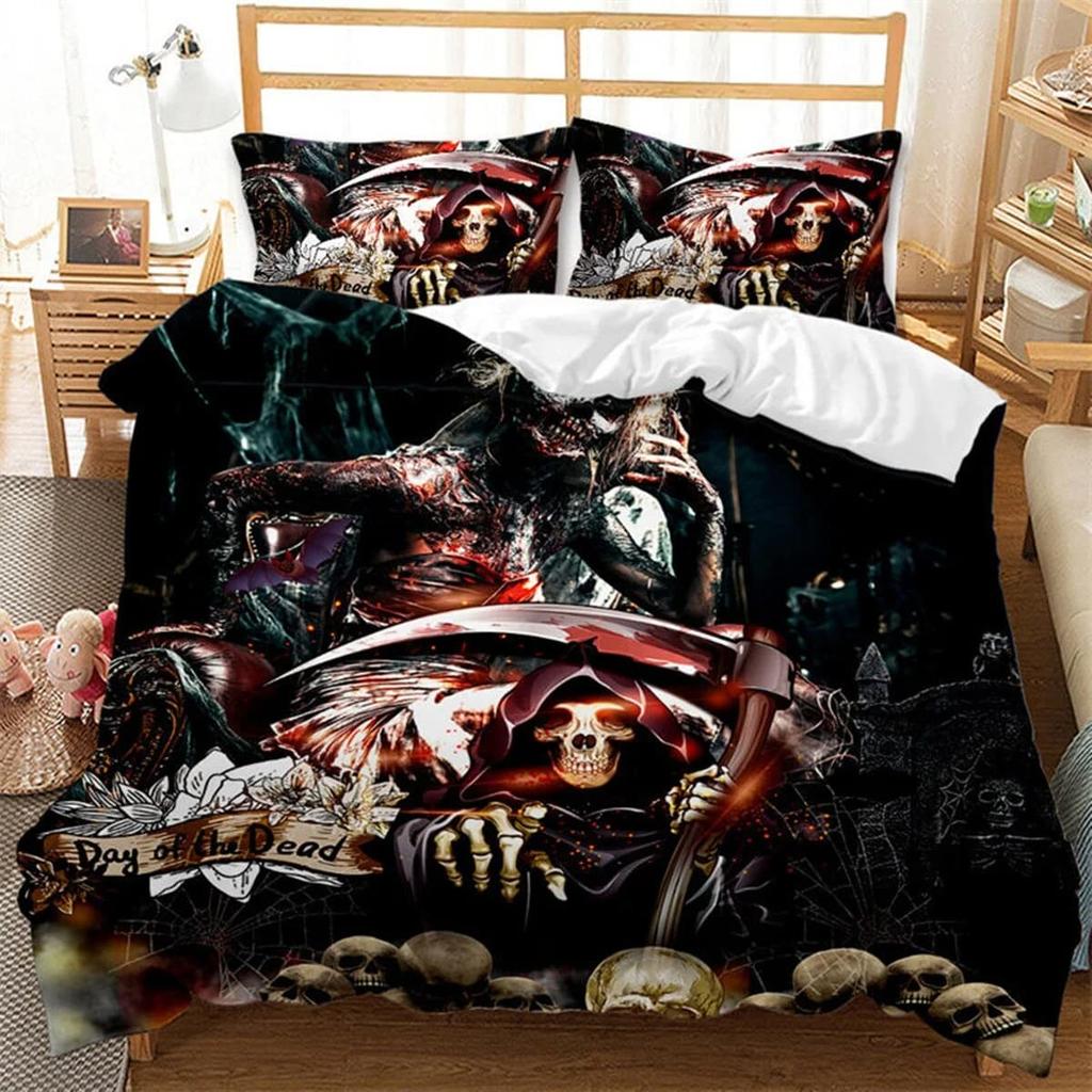 Comforter Gothic Skull Dark Skull Horror Theme King Size Suitable For Teenagers Women Men Bedroom Decoration Warm Breathable