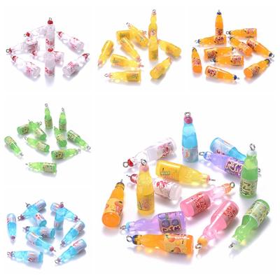 10Pcs Beverages Mini Juice Bottle Drink Pendant Simulation Juice Drink Bottle Pendants  Crafts Parts