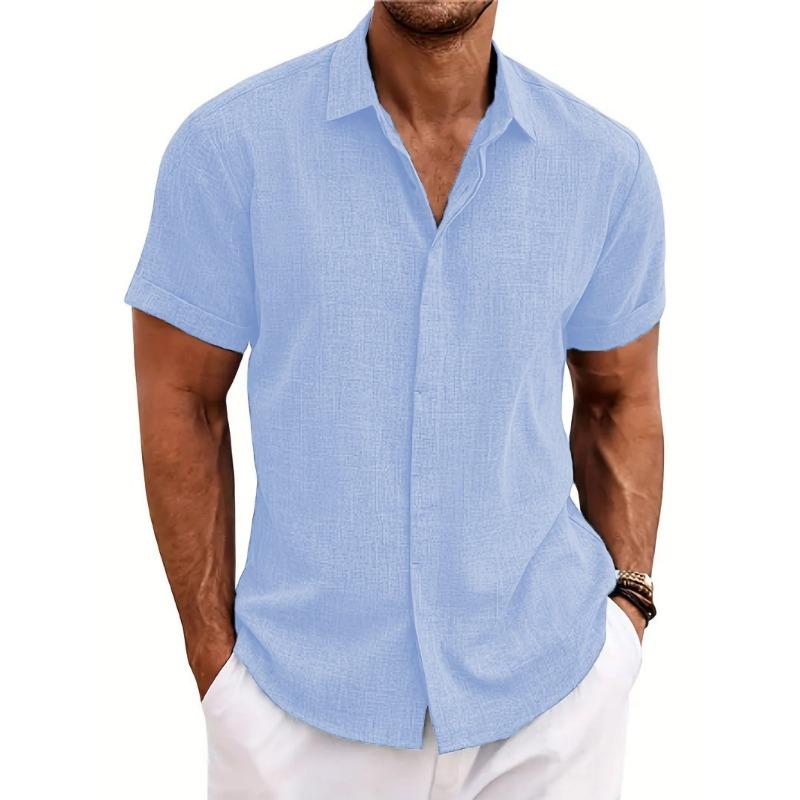Men Plus Size Loose Short Sleeve Casual Beach Shirt