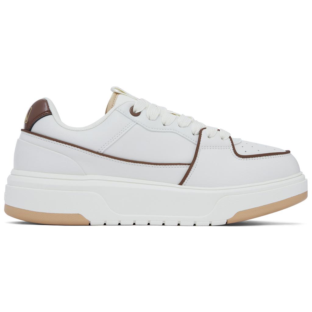 New MLB Chunky Liner Anti Slip Wear Resistant Low Top Skateboard Shoes Unisex White Brown 3ASXCLB3N-50BRS