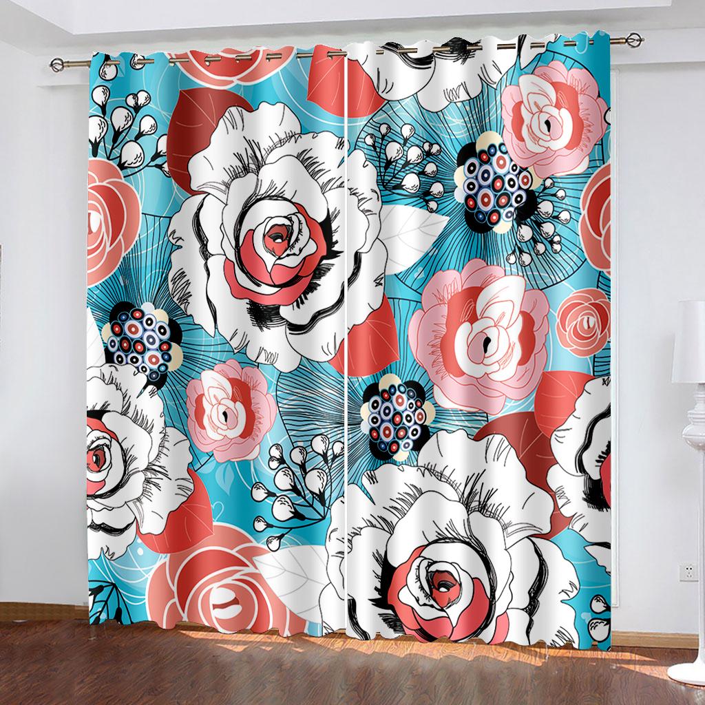 Blumengedruckte Vorhänge mit Blumenmuster für Wohnzimmerfensterdrapierungen Schlafzimmer Verdunkelungsvorhänge Tende Cortinas Cortinas Para La Sala