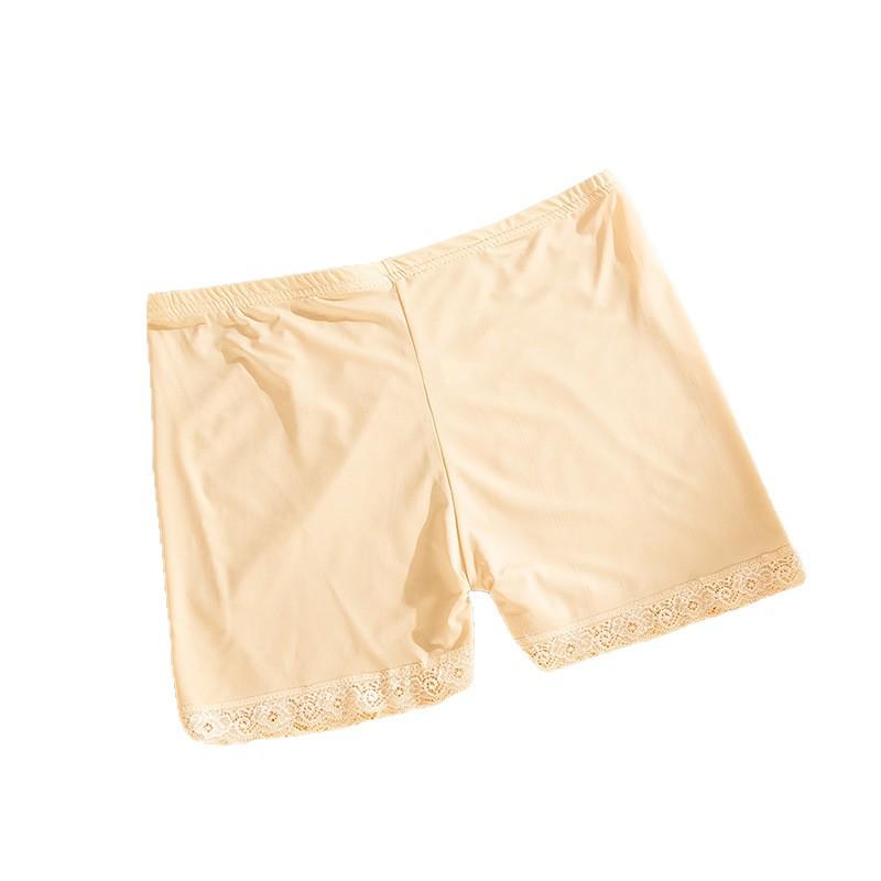 Ice Silk Lace-Trim Seamless Safety Shorts: Breathable, Anti-Exposure, Non-Rolling, Elastic, Thin Three-Quarter Summer Wear