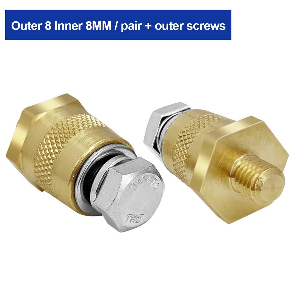 2PCS Battery Pole Adapter Brass Battery Terminal Connector M6 Thread Positive Negative Battery Post Connector Terminal Adapter