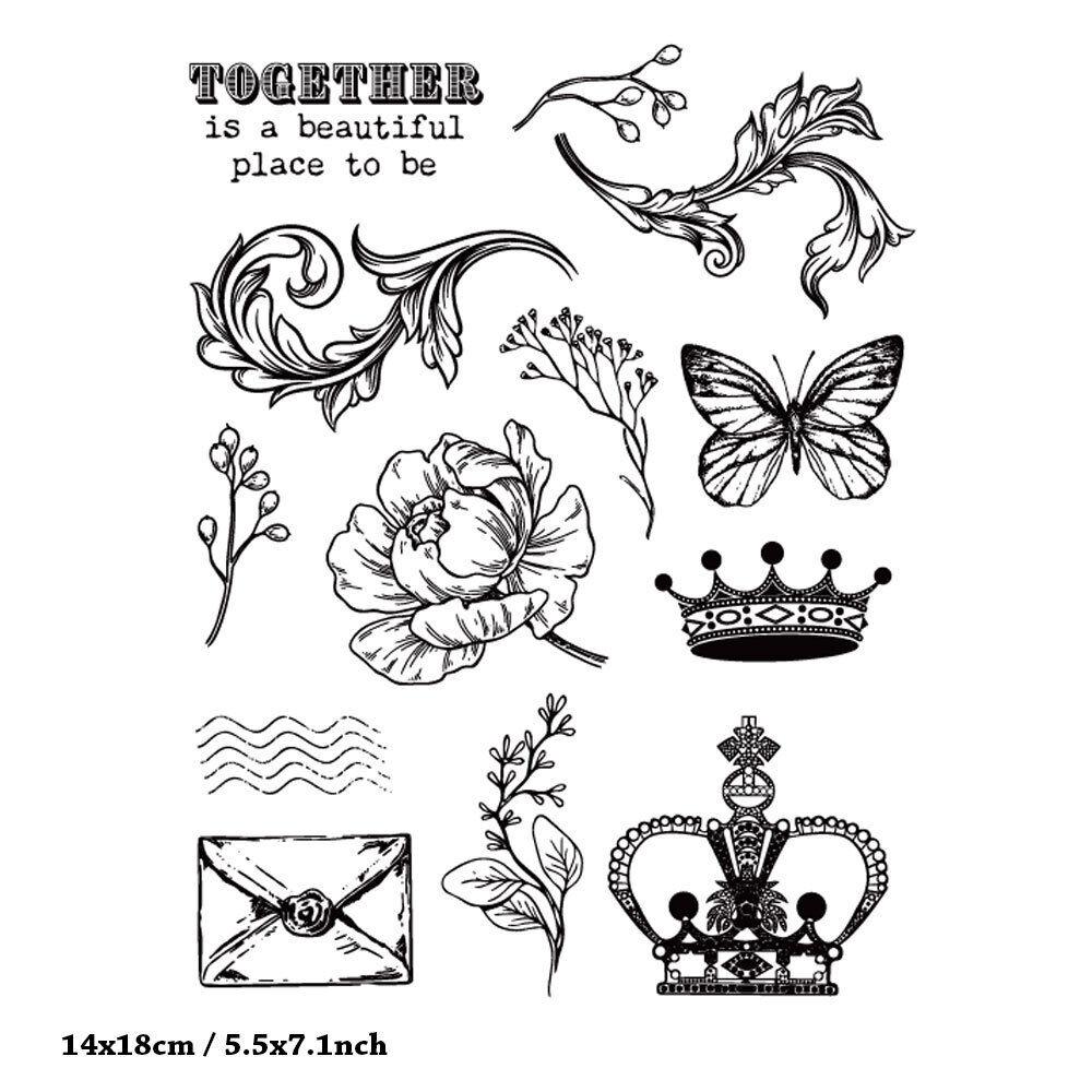 Flower Transparent Silicone Clear Stamps for Seal DIY Scrapbooking Photo Album Decor Poker Tulip Butterfly