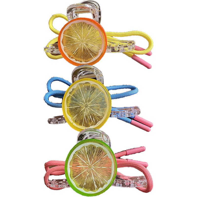 Lemon Fresh Hair Clip Female Korean Sweet Cute Fruit Bow Shark Clip Hair Accessories