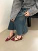 Temperament red single shoes design sense niche 2025 spring and autumn new soft sole pointed low heel Mary Jane women's shoes