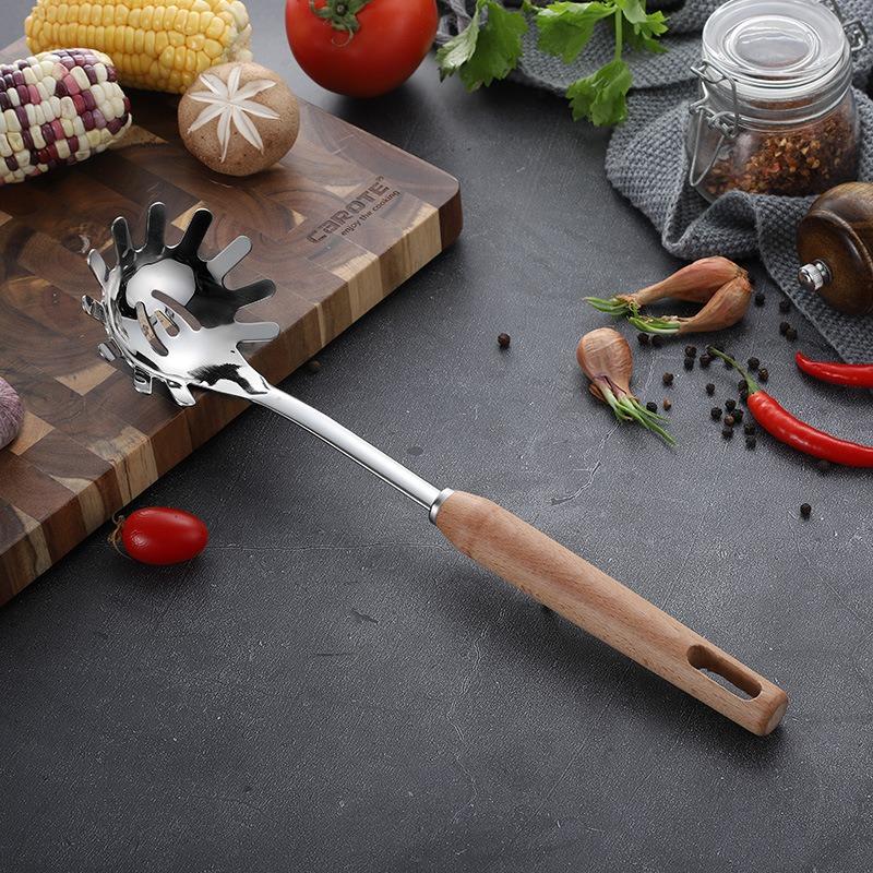 Wooden Handle Stainless Steel Kitchenware Cooking Spoons Spatulas Kitchenware Set Kitchen Cooking Spatula