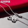 925 Sterling Silver Double Heart Pendant Necklace 18 Inch Jewelry