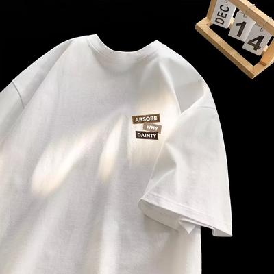 Trendy Kurzarm-T-Shirt mit Rundhalsausschnitt und Buchstaben für Herren für den Sommer, lockeres, lässiges Oberteil