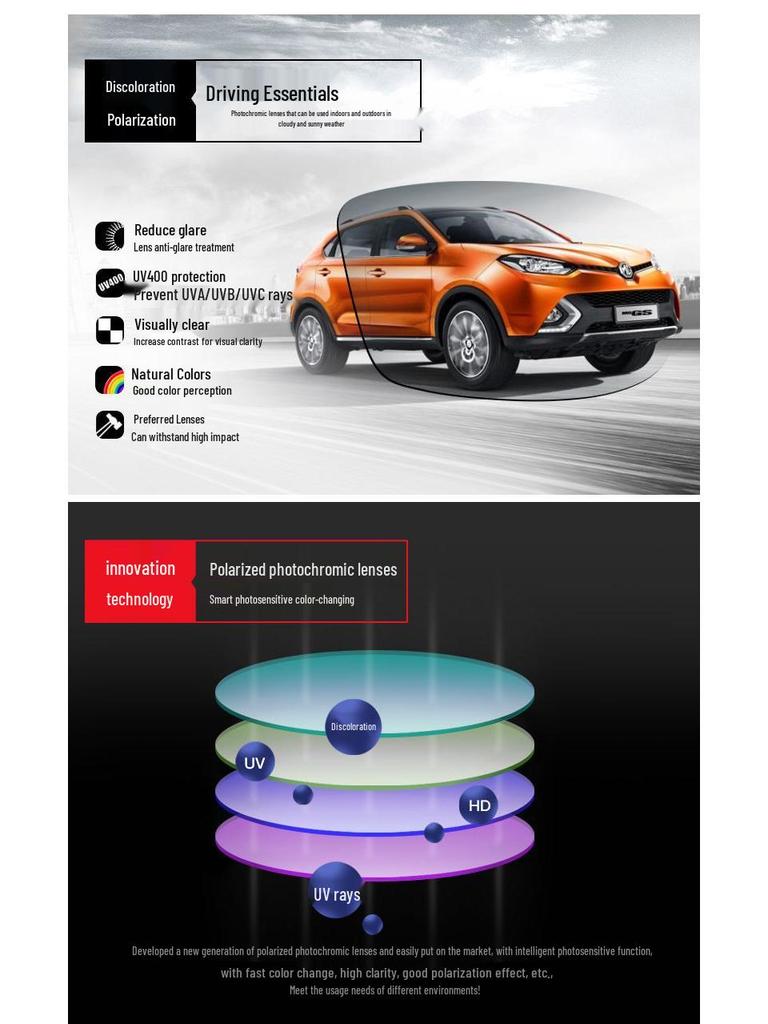 Men's Dual-Use Color-Changing Sunglasses: Day/Night Polarized Driving, Fishing & Trendy Glasses