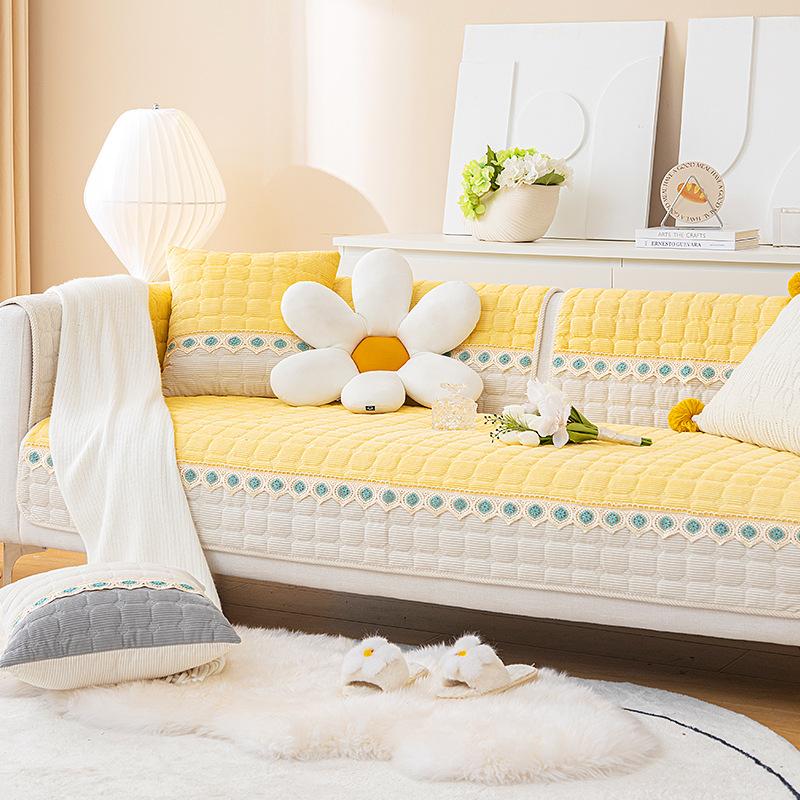 New Corduroy Sofa Cushion Winter Plush Thickened Warm Non-Slip Seat Cushion Leather Sofa Cover Cover Cloth Towel