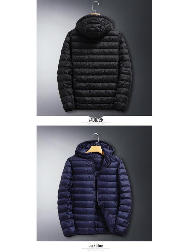 Herbst/Winter Herren Leichte Kurze Daunenjacke – Mit Kapuze und Warm