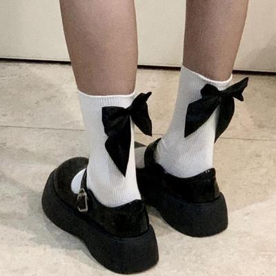 Core Bean Back Ribbon Point Women's Long Socks