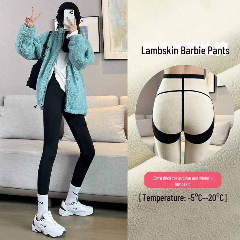 Lambskin Winter Leggings for Women - Velvet-Enhanced, Slimming Fit