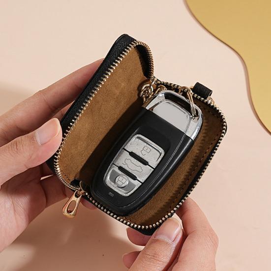Faux Leather Car Key Case Mini Portable Glitter Men Women Car Key