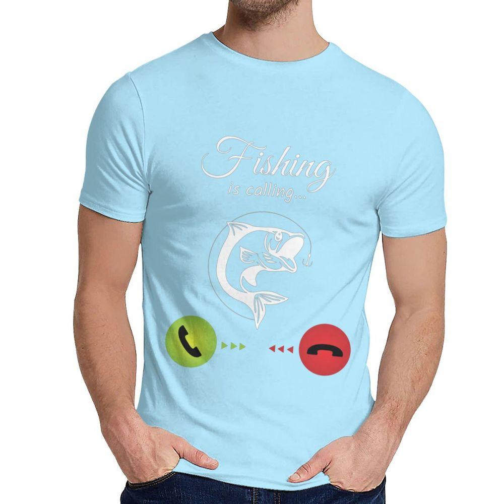 Cotton Fishing Is Calling T Shirt Unisex Design High Quality Fashion O Neck Homme Tee
