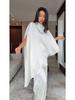 2026 Spring White Wide-Leg Pants Suit: Casual Two-Piece with Irregular Design