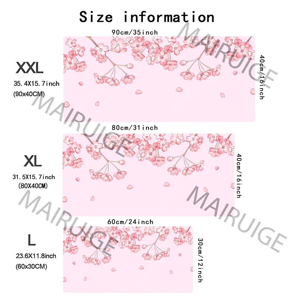 Pink Sakura Girly Mouse Pad Large Computer Office Game Table Mat XXL Rubber Anti-slip Stitched Edge Keyboard Mats Long Desk Pads