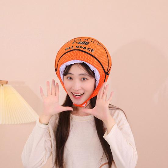 Basketbalová pokrývka hlavy Nastavitelná Měkká Teplá Oranžová Pokrývka hlavy Crossdressing Simulace Basketbalový klub Selfie rekvizita Plyšová čepice Narozeninový dárek