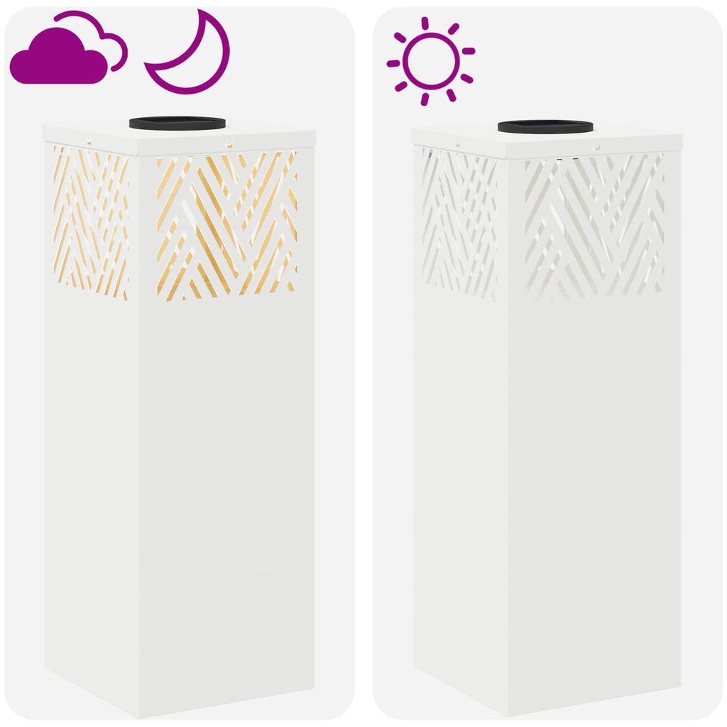 Solar LED Path Light 2 Pcs White Cold Rolled Steel